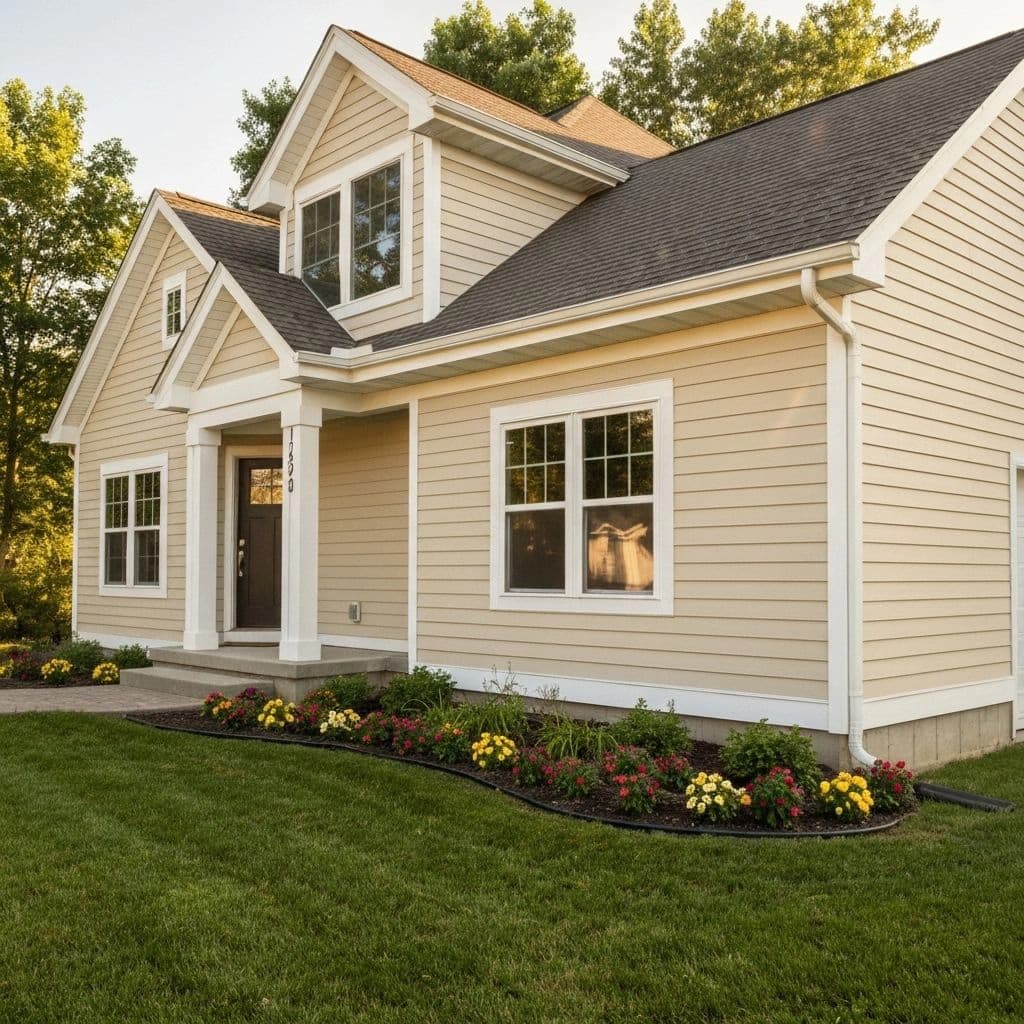 Home with freshly installed vinyl siding and white trim in Fort Wayne, Indiana